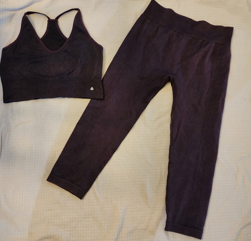 Cali Sport Womens Activewear Set Purple Seamless Sports Bra Leggings Size L